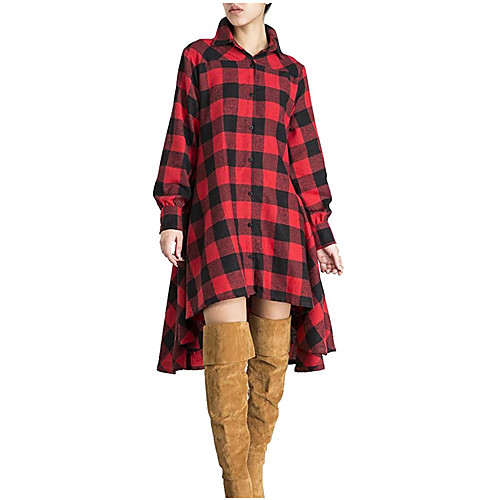 

Women's Shirt Dress - Check Black Blue Red S M L XL