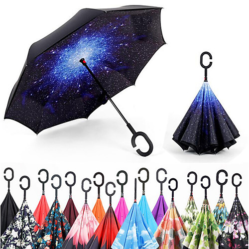 

обратный дождь зонтик для женщин складывающиеся двойные слои для мужчин сам подставка женский зонтик перевернутый ветрозащитные зонтики