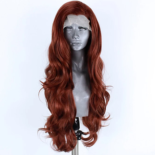 

Synthetic Lace Front Wig Wavy Side Part Lace Front Wig Long Chocolate Synthetic Hair 18-26 inch Women's Adjustable Heat Resistant Party Brown