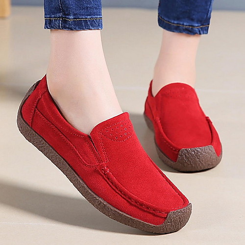 

Women's Flats Flat Heel Round Toe Suede Winter Black / Almond / Red