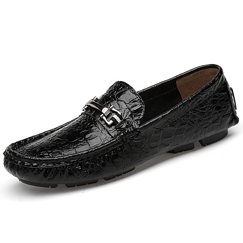 

Men's Printed Oxfords Cowhide Spring / Fall Casual / British Loafers & Slip-Ons Non-slipping Black / Brown / Blue / Party & Evening