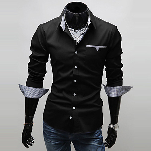 

Men's Daily Work Business / Basic Shirt - Solid Colored Black