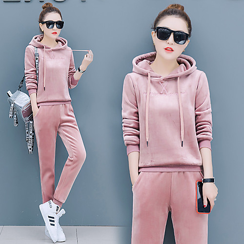 

Women's 2pcs Fleece Tracksuit Sweatsuit 2-Piece Streetwear Winter Running Fitness Jogging Sportswear Windproof Breathable Soft Athletic Clothing Set Long Sleeve Activewear Micro-elastic Regular Fit