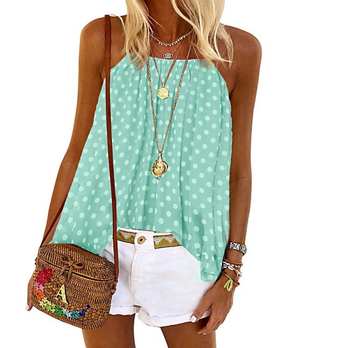 

Women's Daily Tank Top - Polka Dot Light Blue