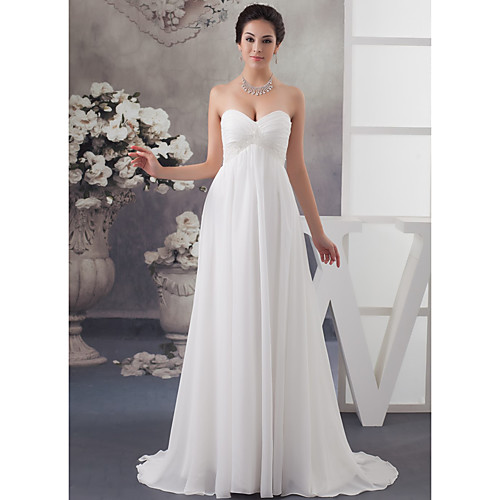 

A-Line Sweetheart Neckline Court Train Satin Strapless Made-To-Measure Wedding Dresses with Beading / Draping / Ruched 2020