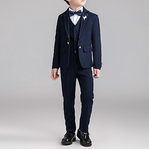 

Dark Navy / Green Polyester Ring Bearer Suit - 1 Piece Includes Coat / Vest / Shirt