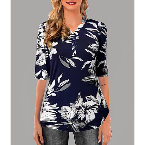 

Women's Daily T-shirt - Floral Blue