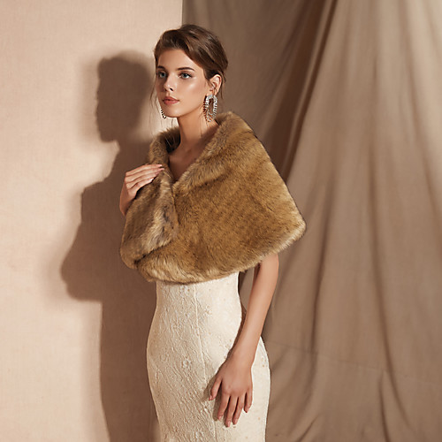

Sleeveless Faux Fur Wedding Women's Wrap With Solid Shawls