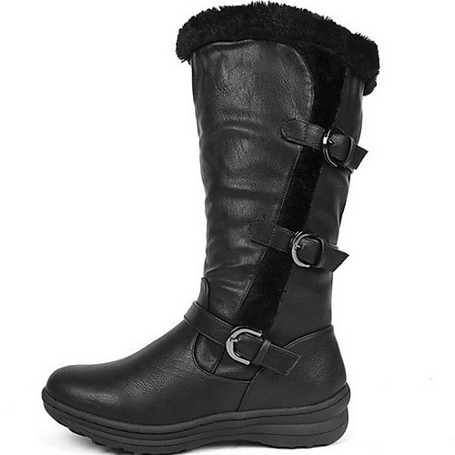 

Women's Boots Flat Heel Round Toe PU Mid-Calf Boots Fall & Winter Black / Brown / Yellow