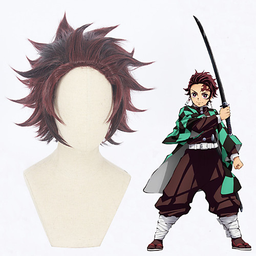 

Demon Slayer: Kimetsu no Yaiba Kamado Tanjiro Cosplay Wigs Men's 12 inch Heat Resistant Fiber Dark Brown Brown Anime