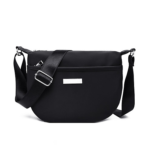 

Women's Rivet Oxford Cloth Crossbody Bag Solid Color Black