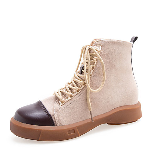 

Women's Boots Flat Heel Round Toe PU Winter Brown / Beige