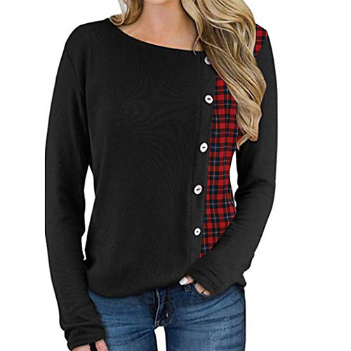 

Women's Daily T-shirt - Plaid Black