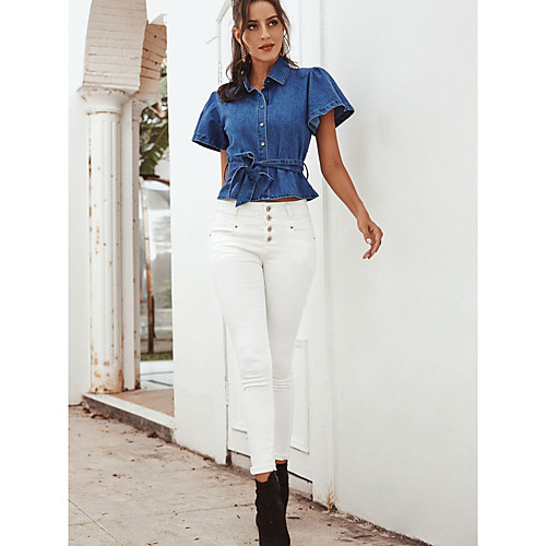 

Women's Street chic Jogger Pants - Solid Colored White XS S M