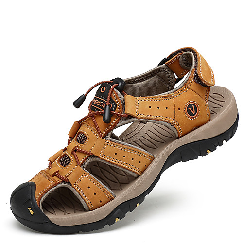 

Men's Comfort Shoes Cowhide Spring / Spring & Summer Sporty / Vintage Sandals Water Shoes Breathable Brown