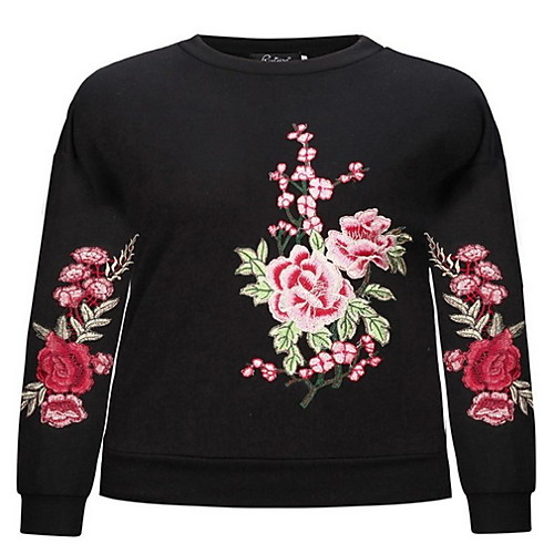 

Women's Casual Sweatshirt - Floral Black S