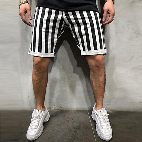 

Men's Sporty Shorts Pants - Striped / Plaid / Checkered Black White US32 / UK32 / EU40 US34 / UK34 / EU42 US36 / UK36 / EU44