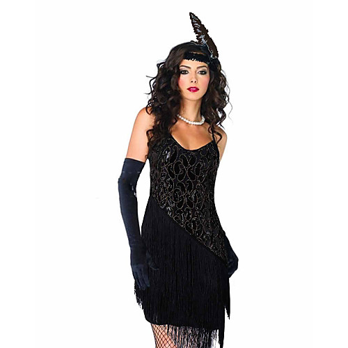 

The Great Gatsby Charleston 1920s Roaring 20s Flapper Dress Cocktail Dress Women's Sequins Tassel Costume Black / Golden Vintage Cosplay Party Prom Sleeveless Short / Mini / Glove / Headpiece / Glove