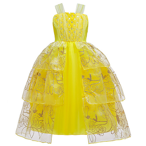 

Belle Dress Masquerade Flower Girl Dress Girls' Movie Cosplay Cosplay Halloween Yellow Dress Halloween Carnival Masquerade Tulle Polyster