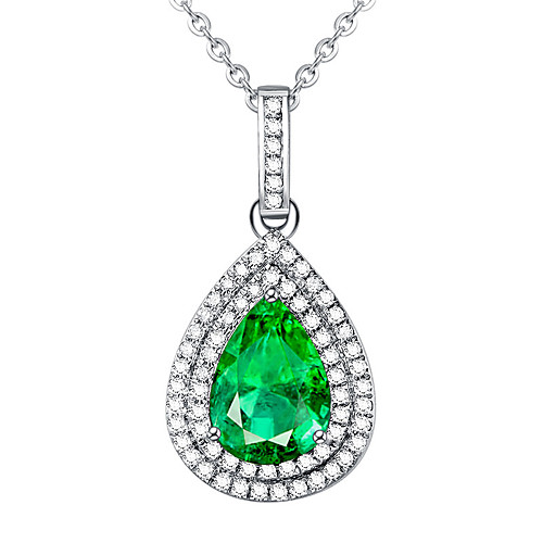 

2020 новое кольцо элегантное качество изумрудно-зеленый ожерелье женщин классический капли воды драгоценный камень кулон серебро 925 драгоценных камней