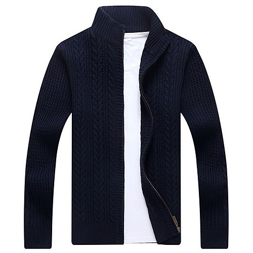

Men's Solid Colored Long Sleeve Cardigan Sweater Jumper, Stand Black / Navy Blue / Gray US32 / UK32 / EU40 / US34 / UK34 / EU42 / US38 / UK38 / EU46