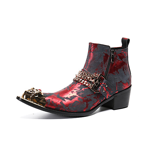 

Men's Dress Shoes Leather Fall & Winter Boots Booties / Ankle Boots Red / Wedding / Party & Evening