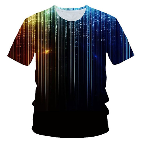 

Men's Daily Holiday Street chic / Exaggerated T-shirt - Color Block / 3D / Graphic Print Black