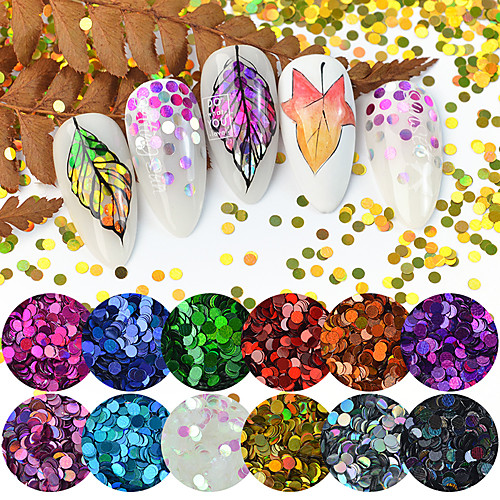 

1Set 12pcs Ultrathin Sequins Nail Art Glitter Flakes Mini Paillette Colorful Round 3d Nail Decorations Mixed Manicure Accessories