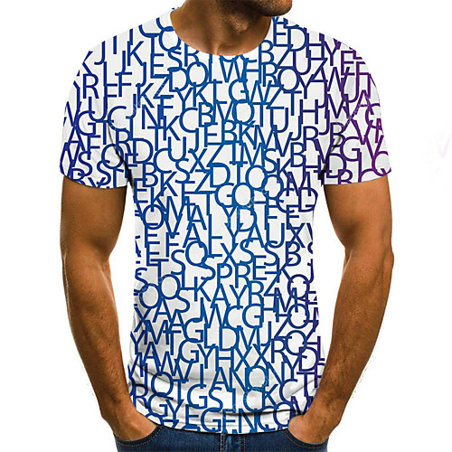 

Men's Daily Holiday Street chic / Exaggerated T-shirt - Geometric / Color Block / 3D Print White