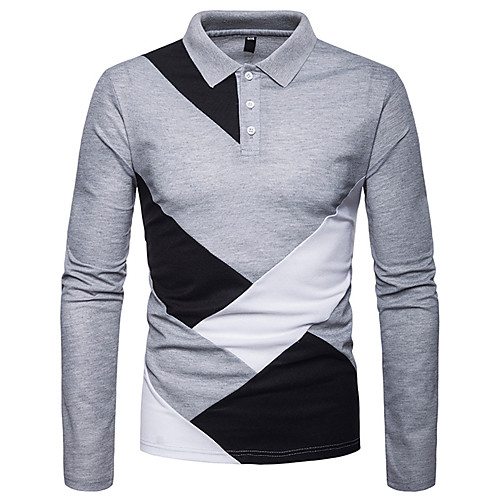 

Men's Daily Going out Basic / Street chic Polo - Color Block Patchwork Black