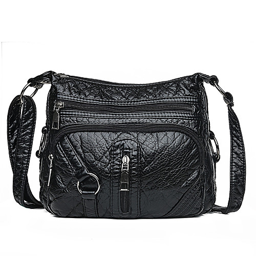 

Women's Zipper Faux Leather / PU Crossbody Bag Solid Color Black