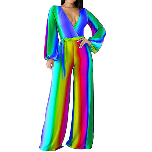 

Women's Orange Blue Green Jumpsuit Onesie, Color Block S M L