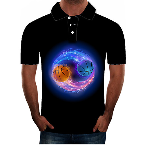 

Men's Daily Going out Street chic / Exaggerated Polo - Color Block / 3D / Graphic Black