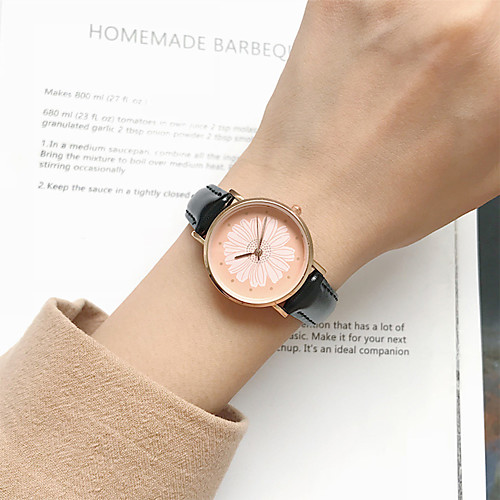 

Women's Quartz Watches Flower New Arrival Black White Brown Stainless Steel PU Leather Chinese Quartz Black Rose Gold White Chronograph Cute New Design 1 pc Analog One Year Battery Life