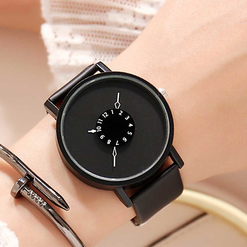 

Women's Quartz Watches Fashion Black White PU Leather Quartz Black White Casual Watch Lovely 1 pc Analog