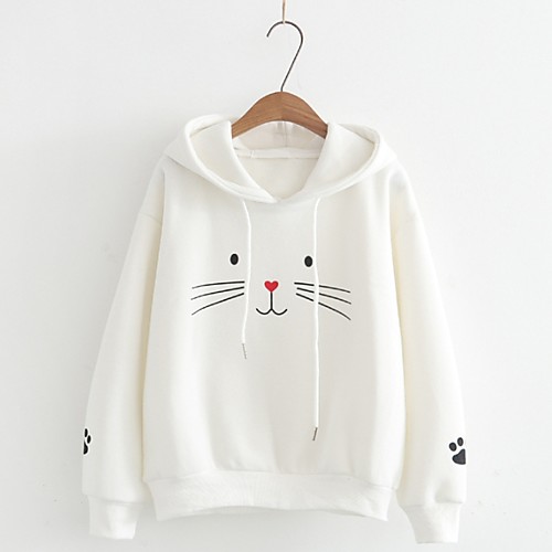 

Women's Casual Hoodie - Cartoon White One-Size