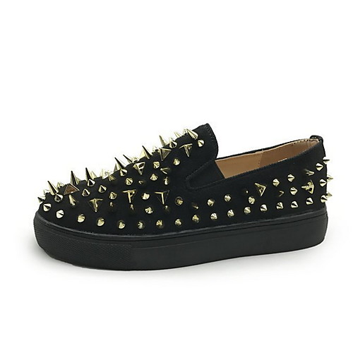 

Women's Loafers & Slip-Ons Flat Heel Round Toe Suede Winter Black / Gold / Red