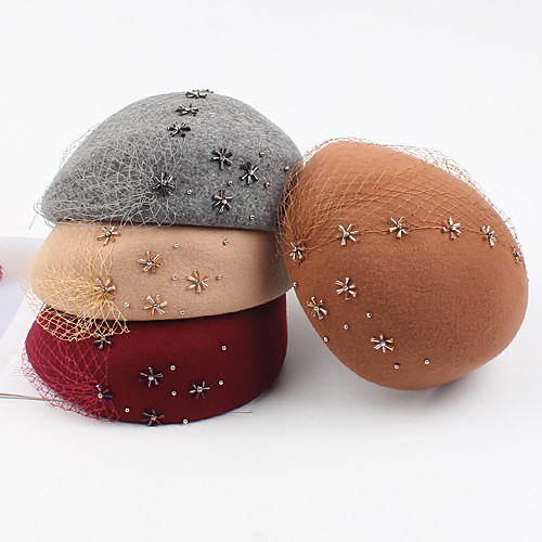 

Lady Retro Vintage 19th Century Hat Beret Women's Costume Hat Camel Vintage Cosplay Party Event / Party