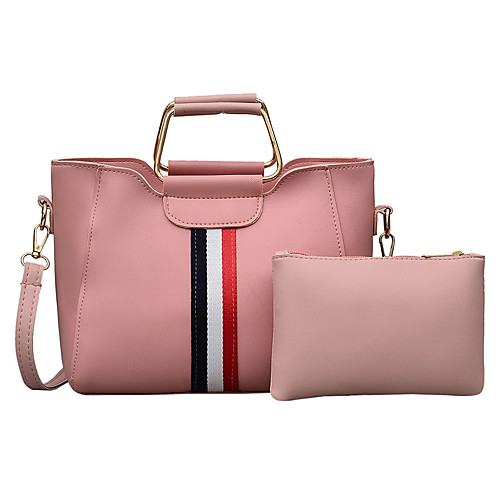 

Women's Zipper PU Top Handle Bag Color Block Blushing Pink / Black / Fall & Winter