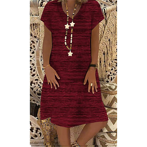 

Women's Shift Dress - Solid Colored Black Wine Purple S M L XL