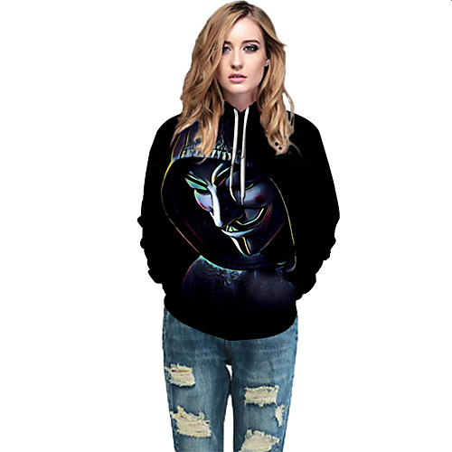 

Women's Active / Street chic Hoodie - Geometric / Color Block / 3D Black L