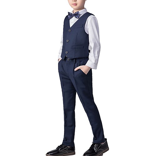 

Черный / Темно-синий Полиэстер Детский праздничный костюм - 1 шт. Включает в себя Жилетка / Рубашка / Брюки
