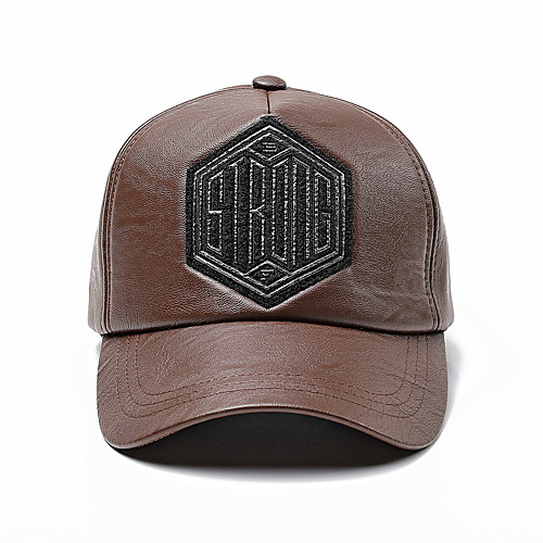 

Unisex Basic PU Baseball Cap-Solid Colored All Seasons Black Light Brown Brown