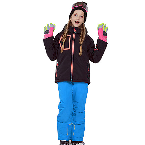

Phibee Girls' Ski Jacket with Pants Skiing Camping / Hiking Winter Sports Windproof Warm Winter Sports Polyester Warm Top Warm Pants Clothing Suit Ski Wear / Patchwork