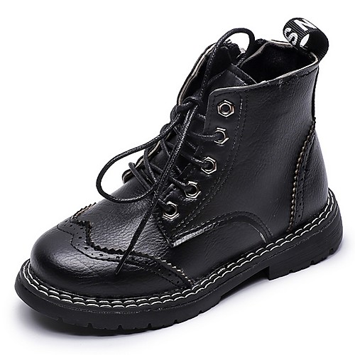 

Girls' Combat Boots PU Boots Big Kids(7years ) Black / Brown / Beige Winter / Booties / Ankle Boots
