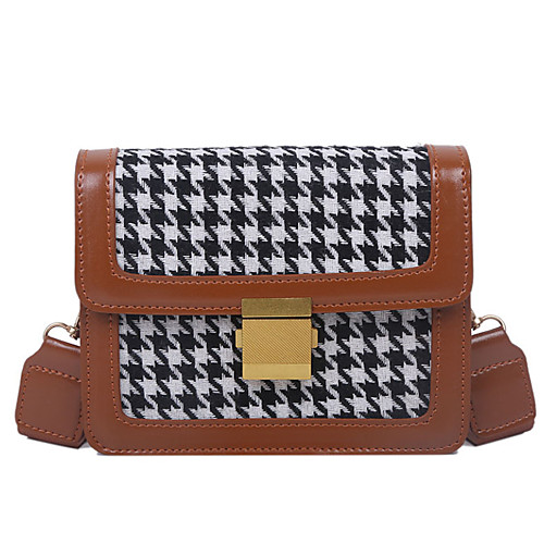 

Women's Tweed / PU Crossbody Bag Lattice Black / Brown / Dark Brown