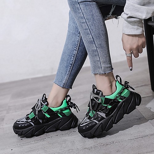 

Women's Athletic Shoes Flat Heel Round Toe PU Fall Black / Green