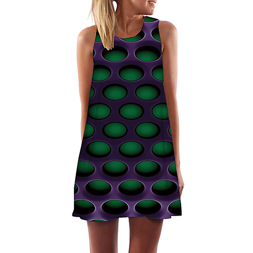 

Women's Day Clutches Street Street chic Sheath Dress - Abstract Print Purple Royal Blue Green XS S M L