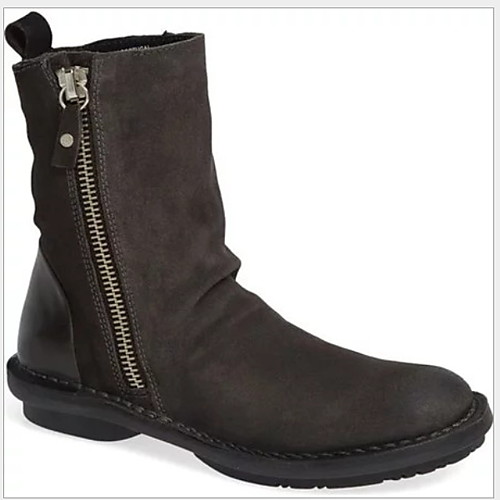 

Women's Boots Flat Heel Round Toe Suede Mid-Calf Boots Winter Black / Brown / Blue