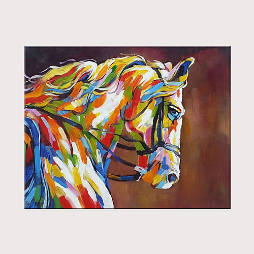 

Oil Painting Hand Painted - Abstract Animals Modern Rolled Canvas
